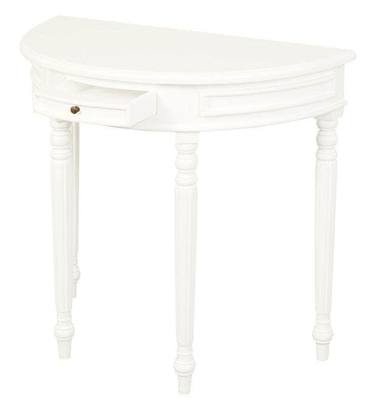 Turn Leg Half Round Sofa Table (White)