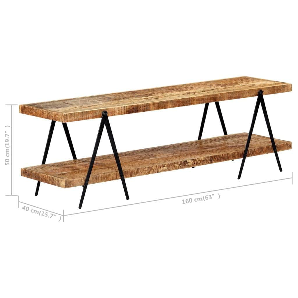 TV Cabinet 2 Shelves Solid Mango Wood
