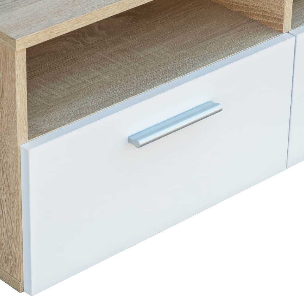 TV Cabinet Chipboard Oak and White