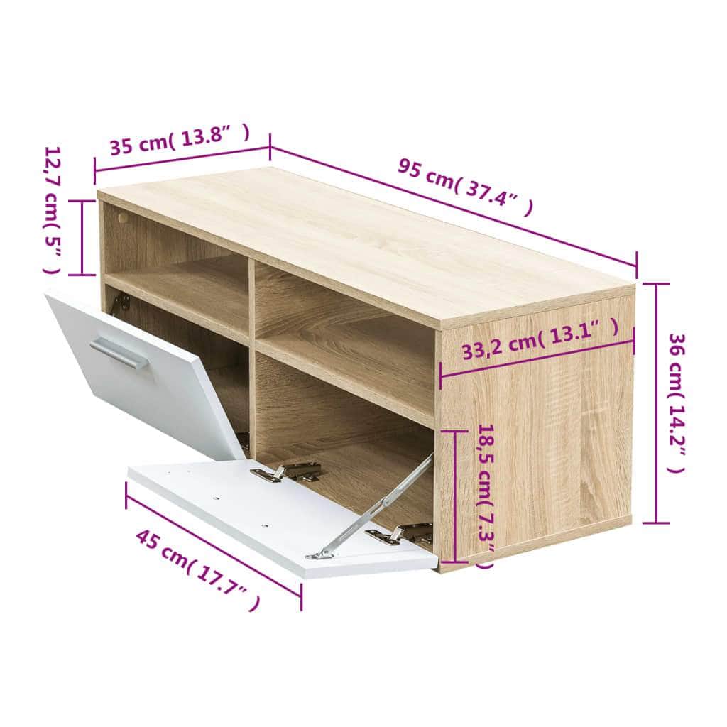 TV Cabinet Chipboard Oak and White