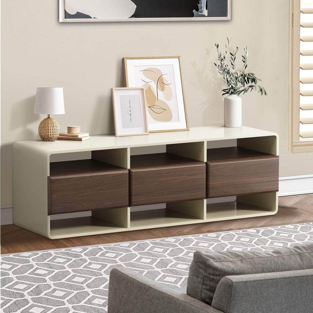 TV Cabinet Entertainment Unit 140cm with 3 Drawers & 6 Open Shelves
