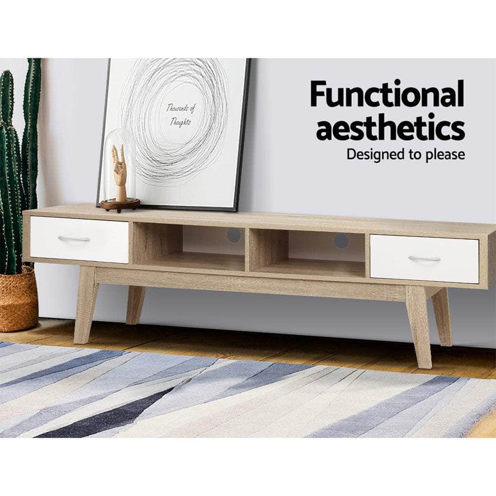 Tv Cabinet Entertainment Unit 180Cm Oak White Gary