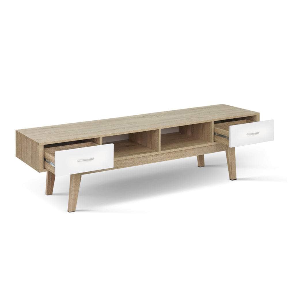 Tv Cabinet Entertainment Unit 180Cm Oak White Gary