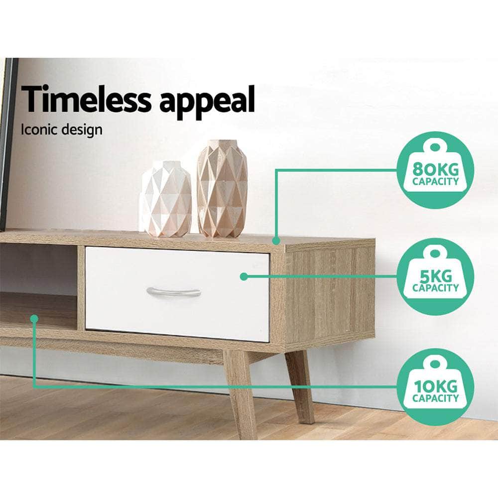 Tv Cabinet Entertainment Unit 180Cm Oak White Gary