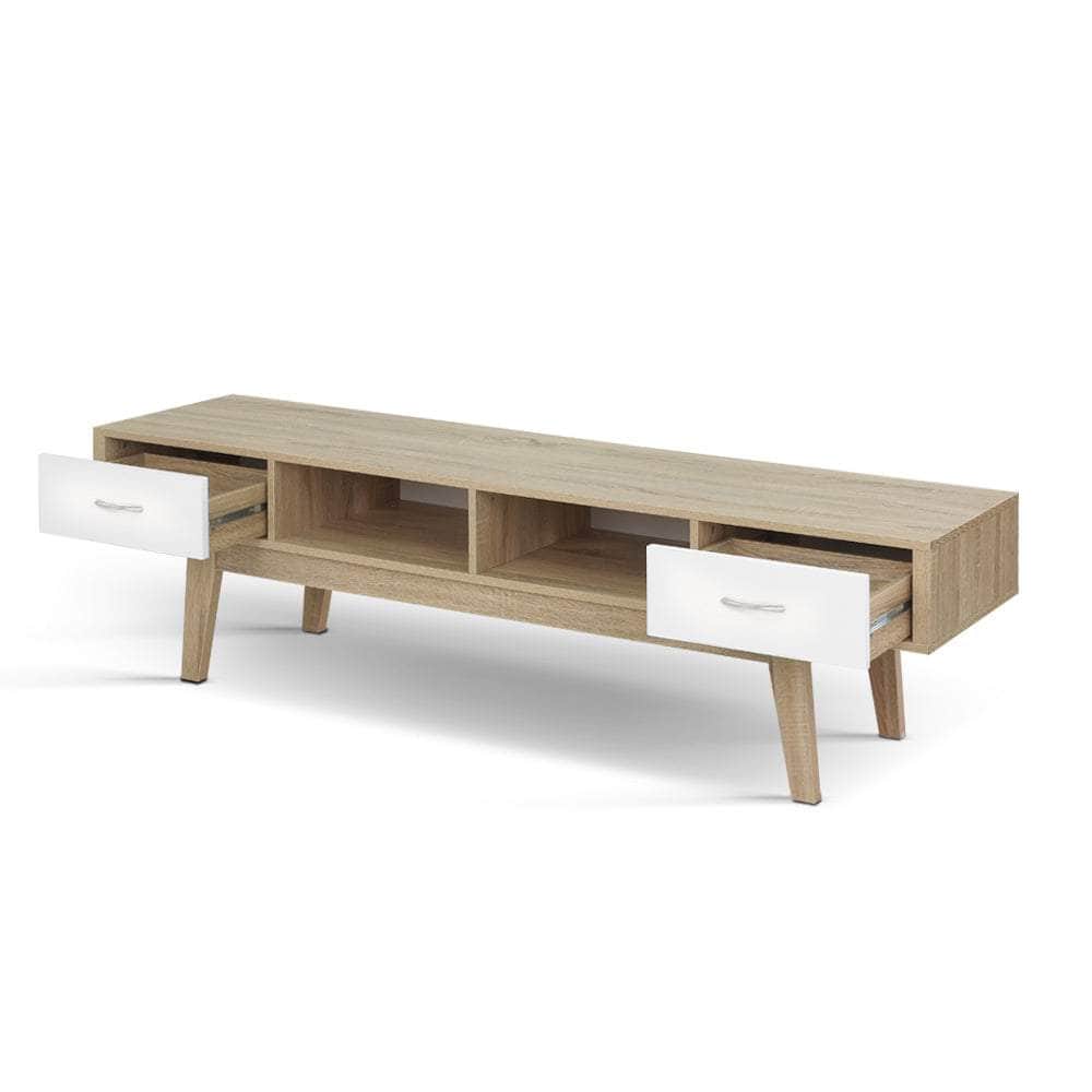 Tv Cabinet Entertainment Unit 180Cm Oak White Gary