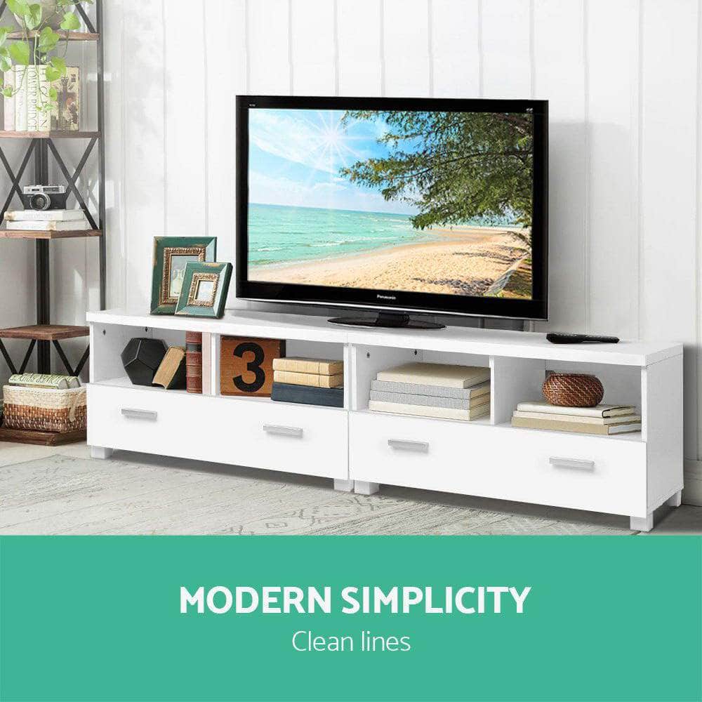 Tv Cabinet Entertainment Unit 180Cm White Eddie