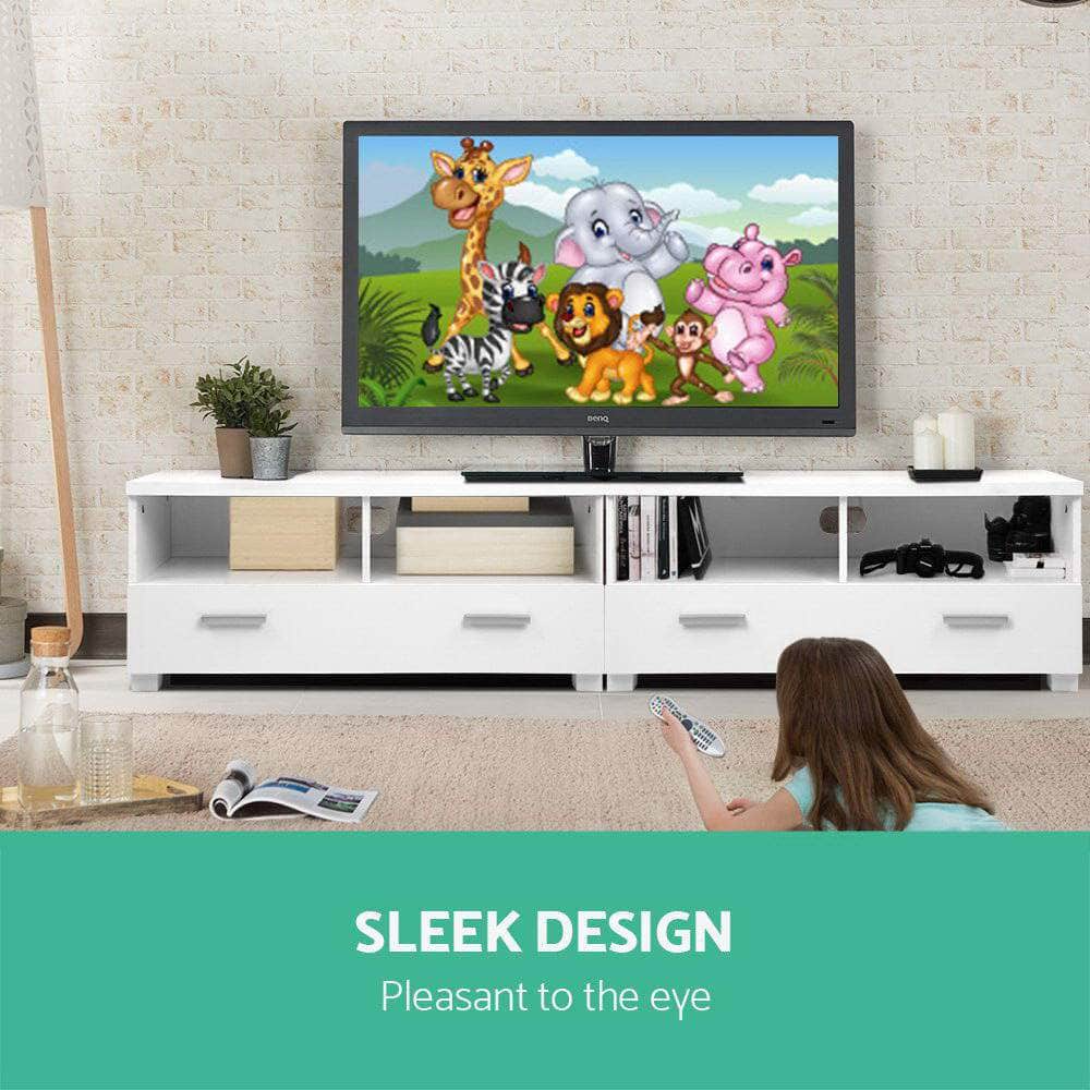 Tv Cabinet Entertainment Unit 180Cm White Eddie