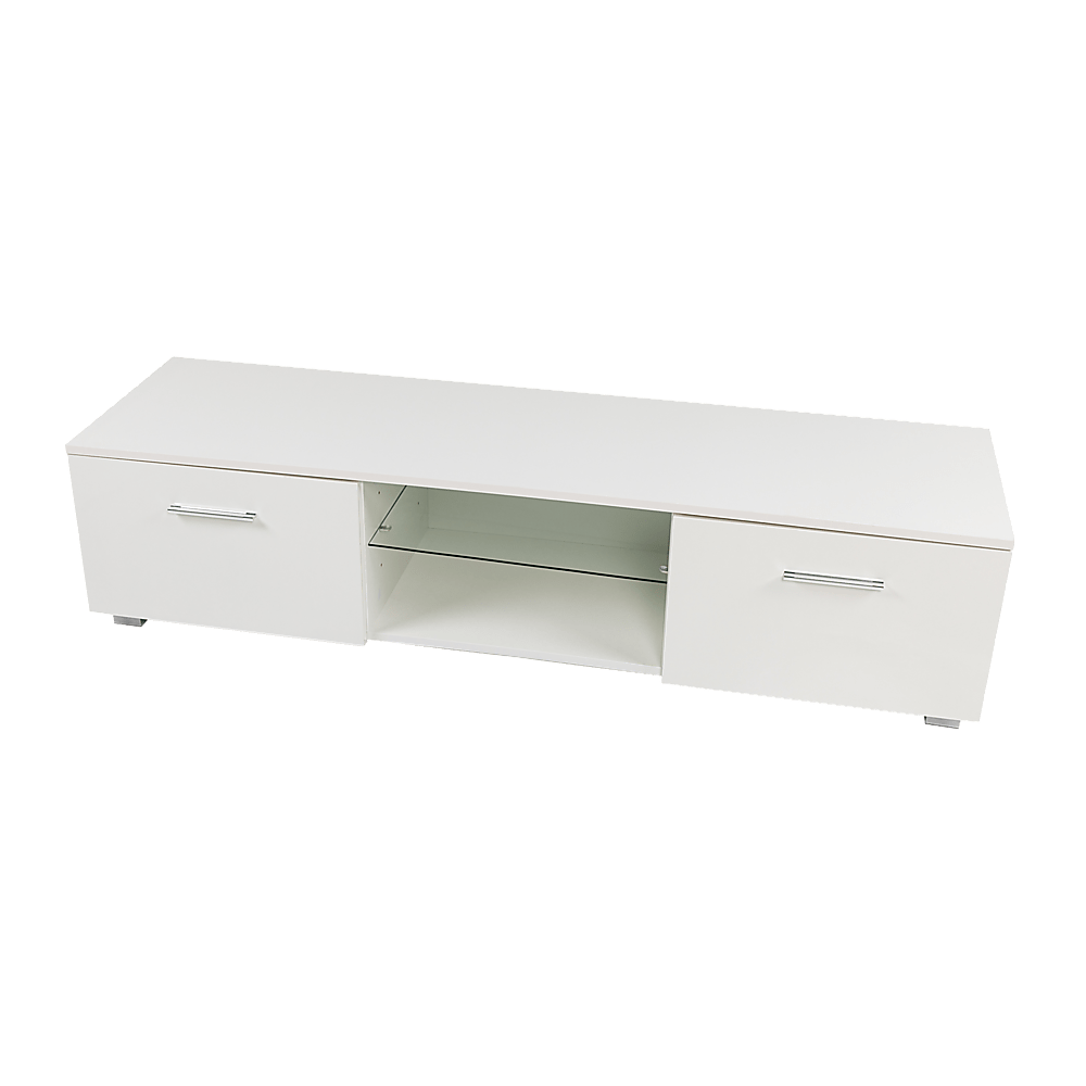 Tv Cabinet Entertainment Unit High Gloss 140Cm White Shelf
