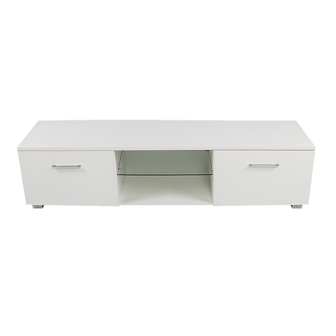 Tv Cabinet Entertainment Unit High Gloss 140Cm White Shelf