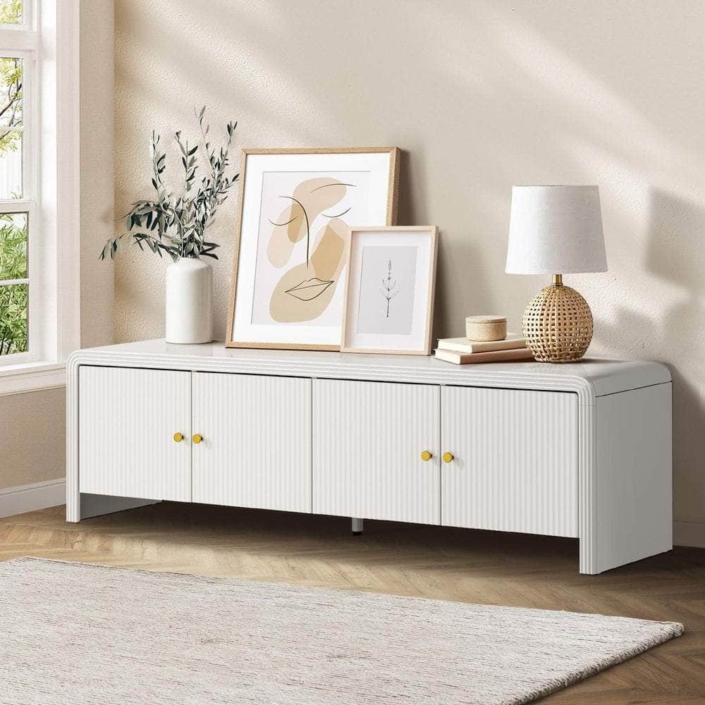 TV Cabinet Entertainment Unit Stand 160cm with Fluted Doors for Living Room