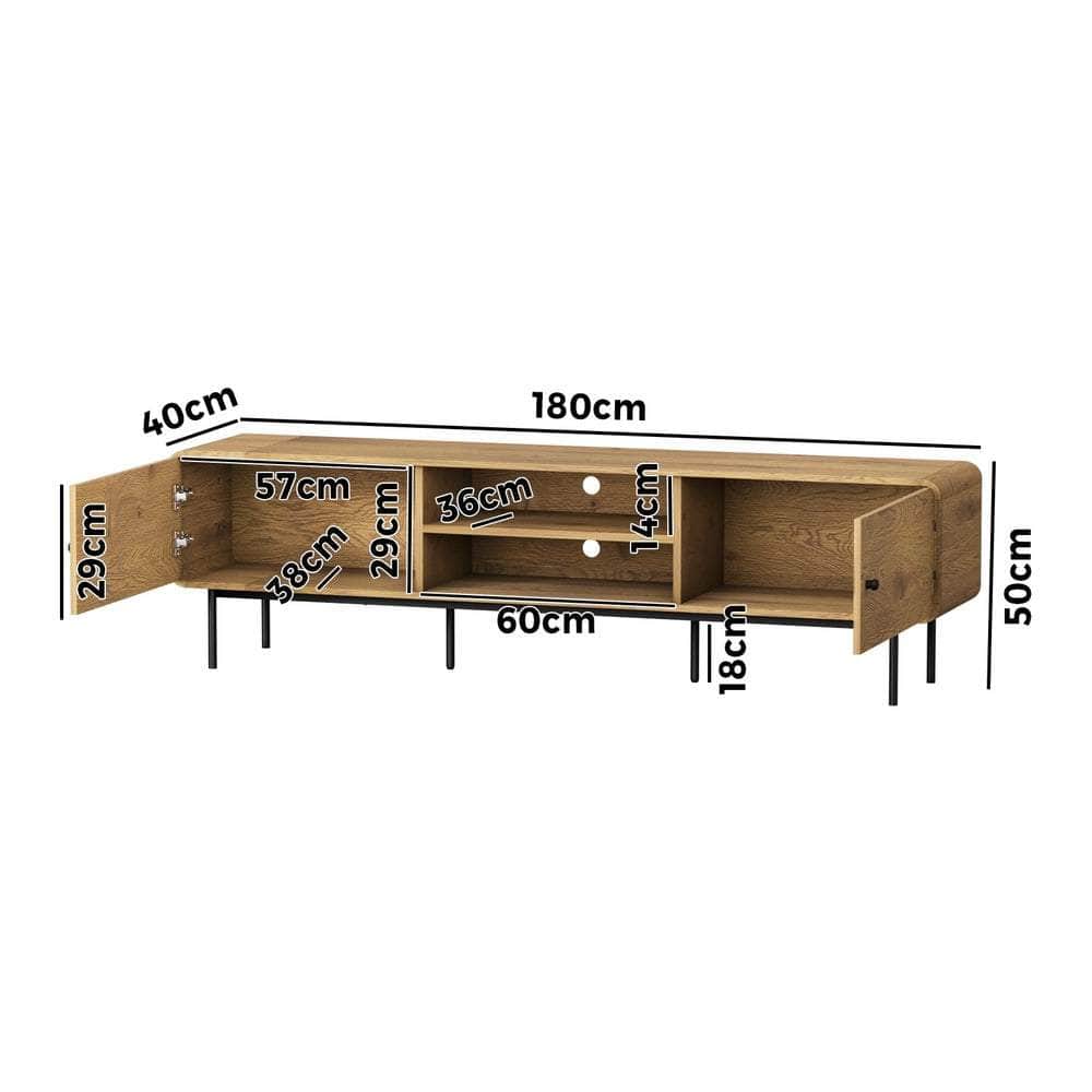 TV Cabinet Entertainment Unit Stand 180cm Oak