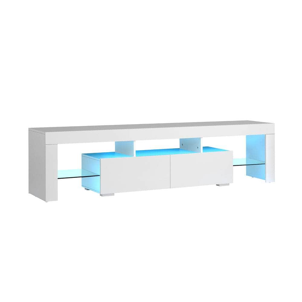 TV Cabinet Entertainment Unit Stand LED RGB Gloss Furniture White/Black