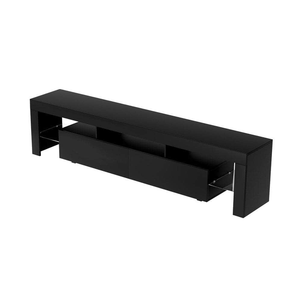 Tv Cabinet Entertainment Unit Stand Rgb Led Gloss Furniture Black