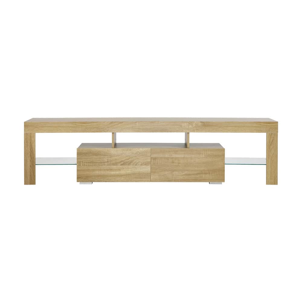 TV Cabinet Entertainment Unit Storage Shelf Natural Wood 180cm Living Room