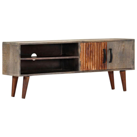 TV Cabinet Grey Solid Rough Mango Wood