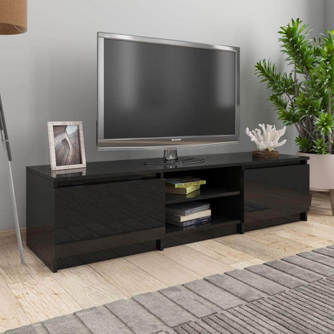 TV Cabinet High Gloss Black, Chipboard