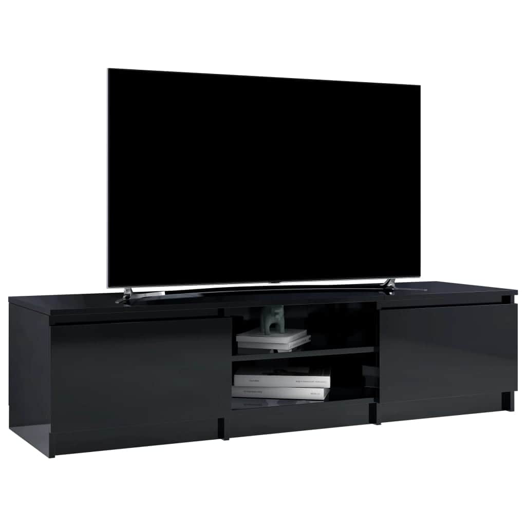 TV Cabinet High Gloss Black, Chipboard