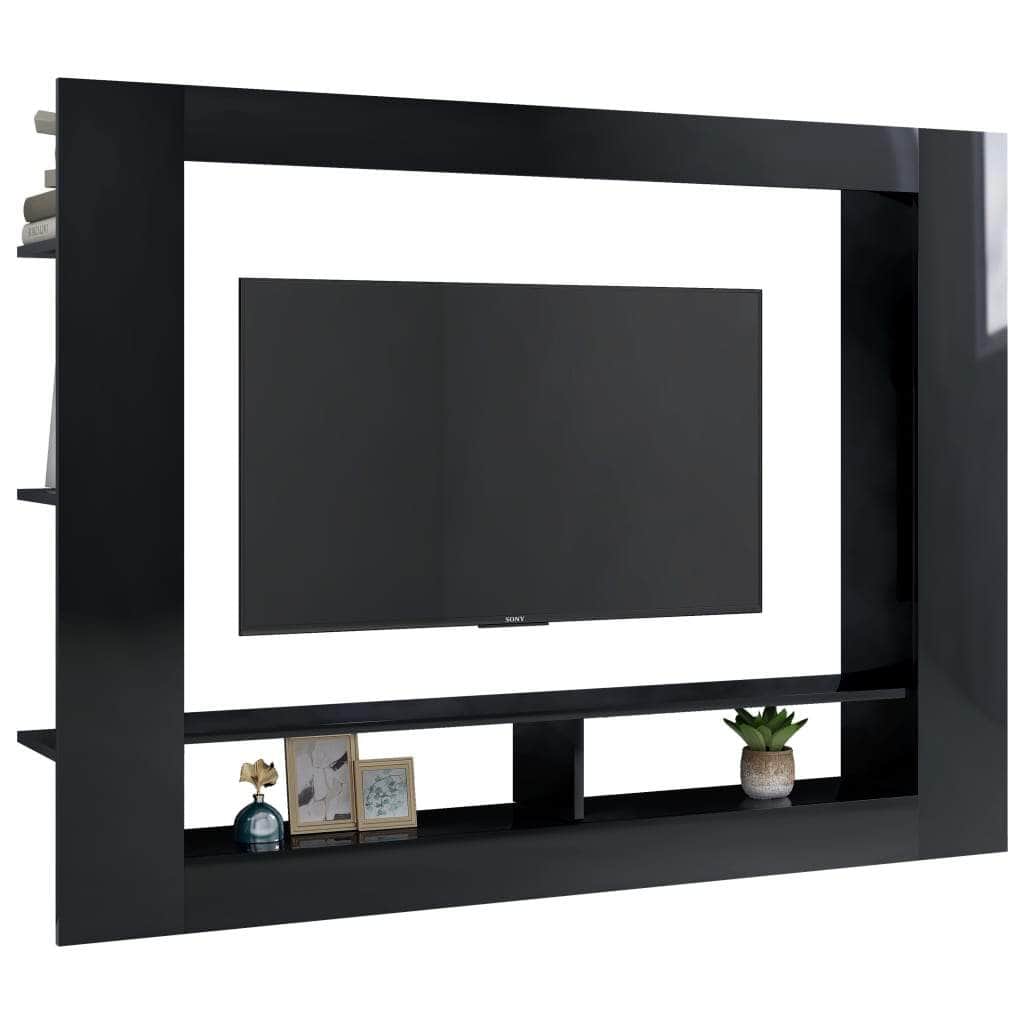 TV Cabinet High  Gloss Black  Chipboard