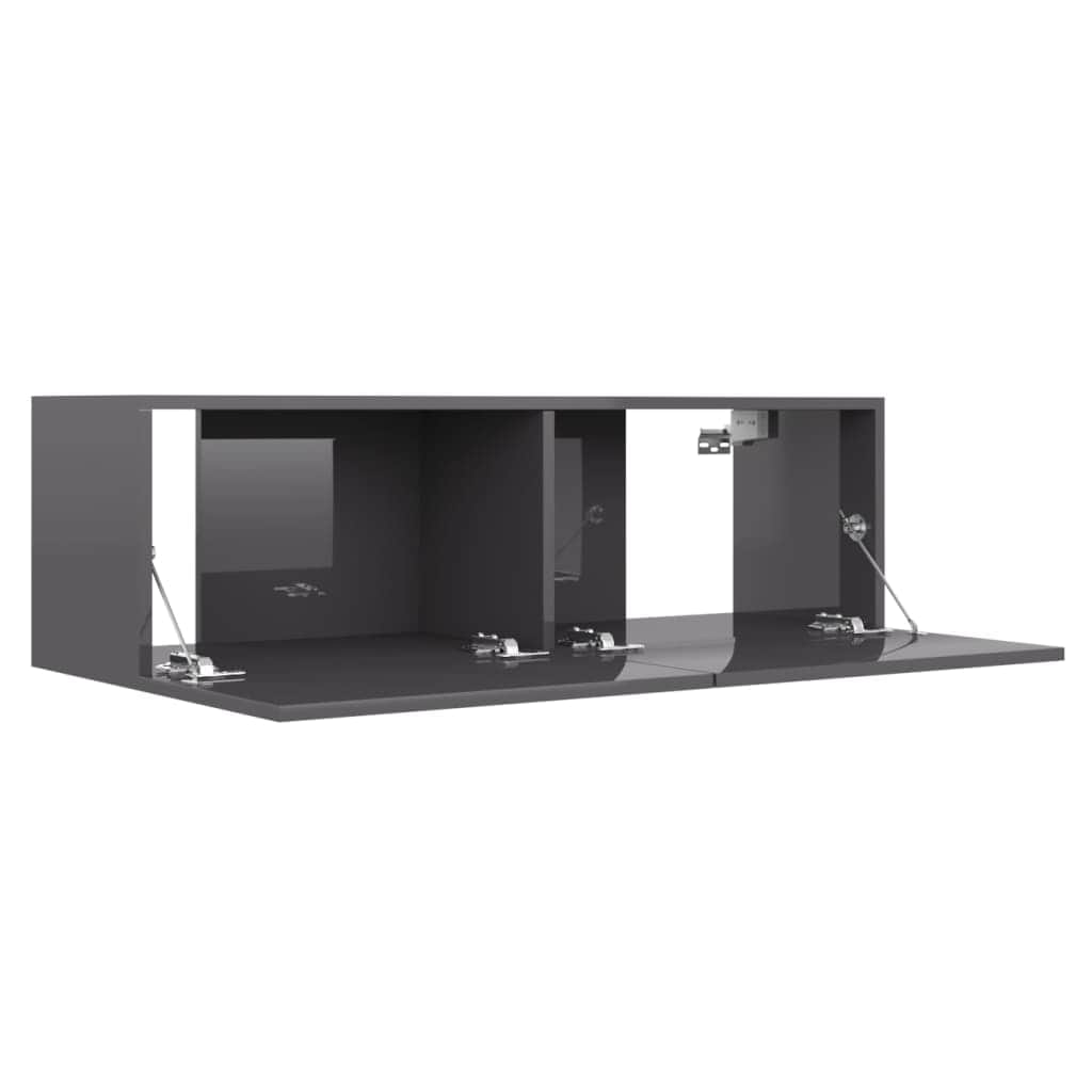 TV Cabinet High Gloss Grey Chipboard
