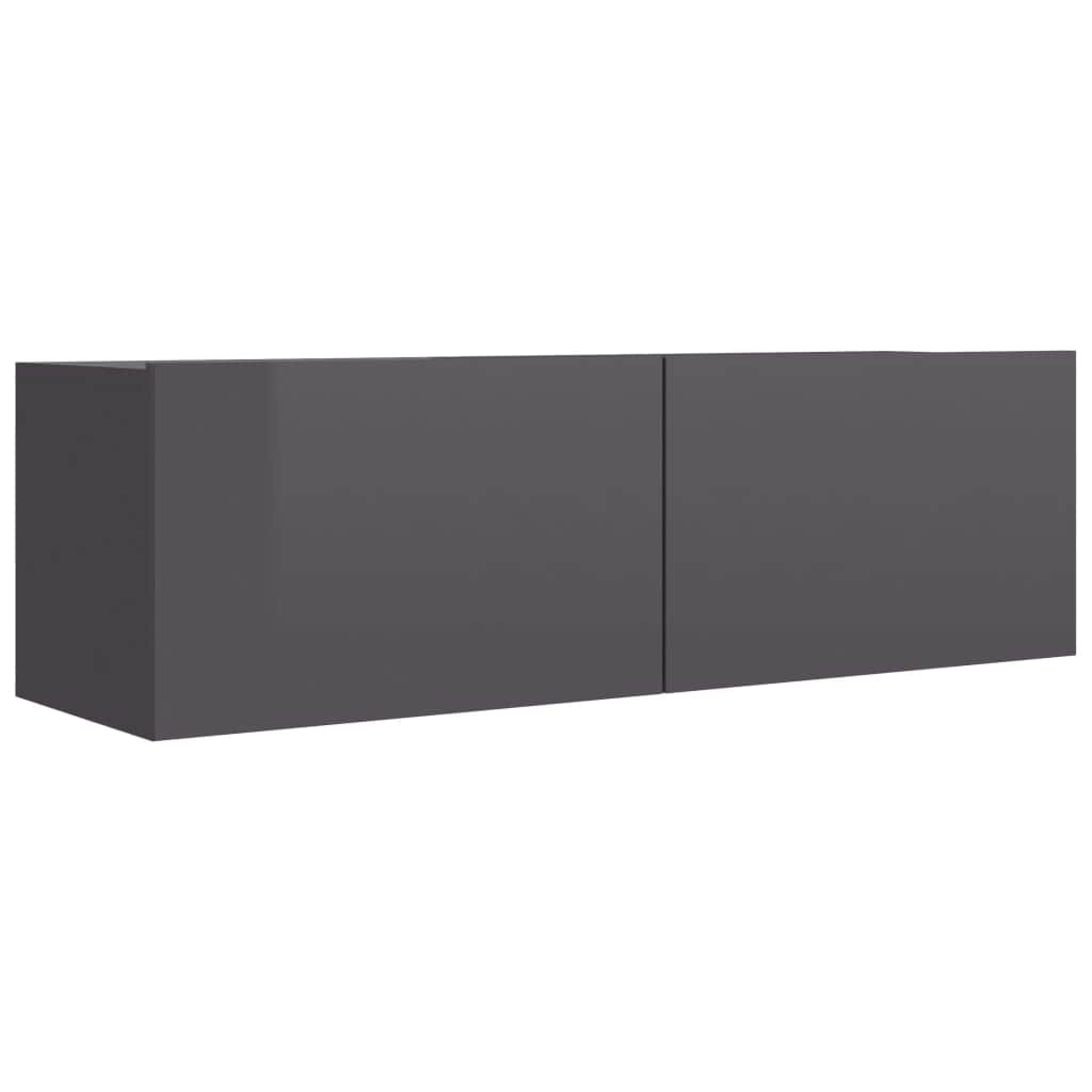 TV Cabinet High Gloss Grey Chipboard