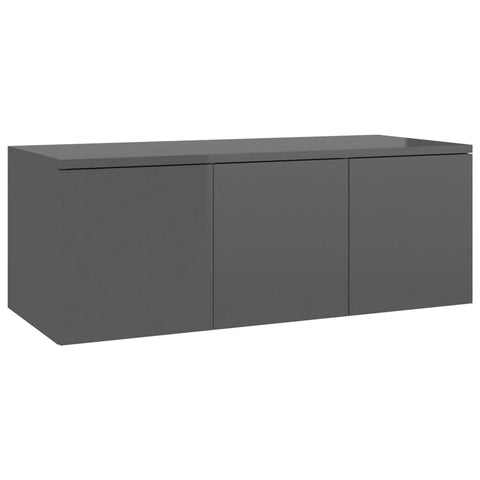 TV Cabinet High Gloss Grey Chipboard