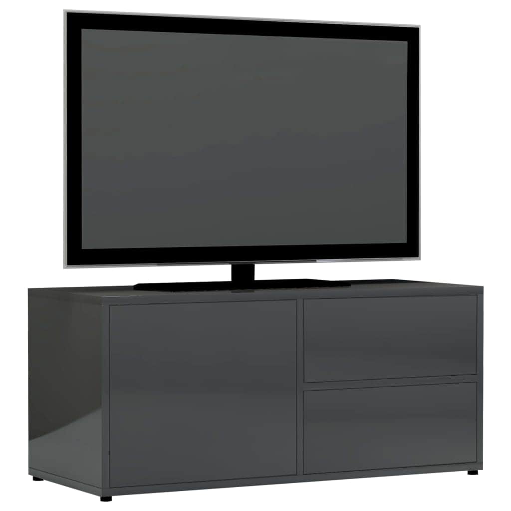 TV Cabinet High Gloss Grey Chipboard