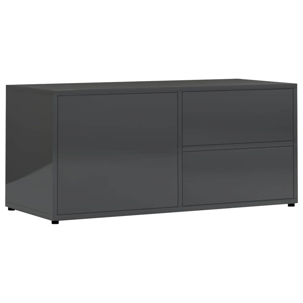 TV Cabinet High Gloss Grey Chipboard