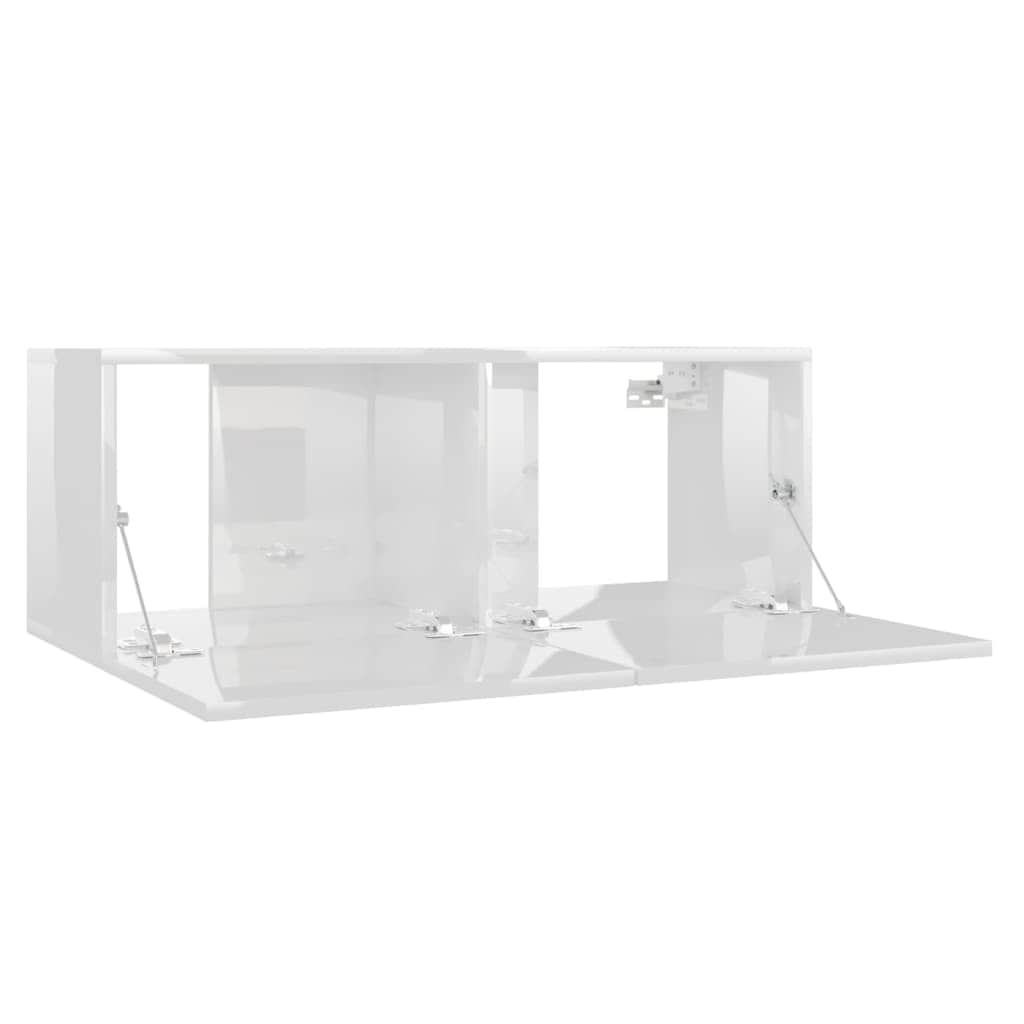 TV Cabinet High Gloss White Chipboard