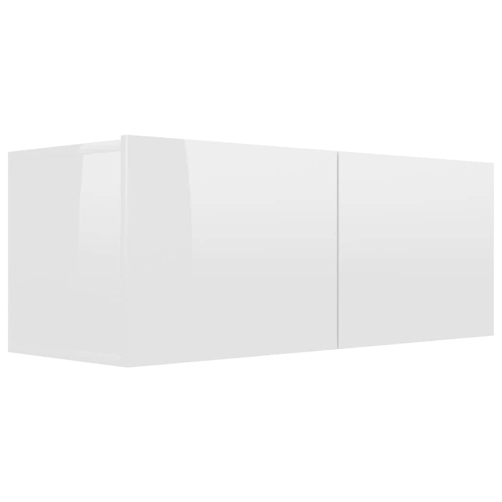 TV Cabinet High Gloss White Chipboard