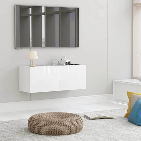 TV Cabinet High Gloss White Chipboard