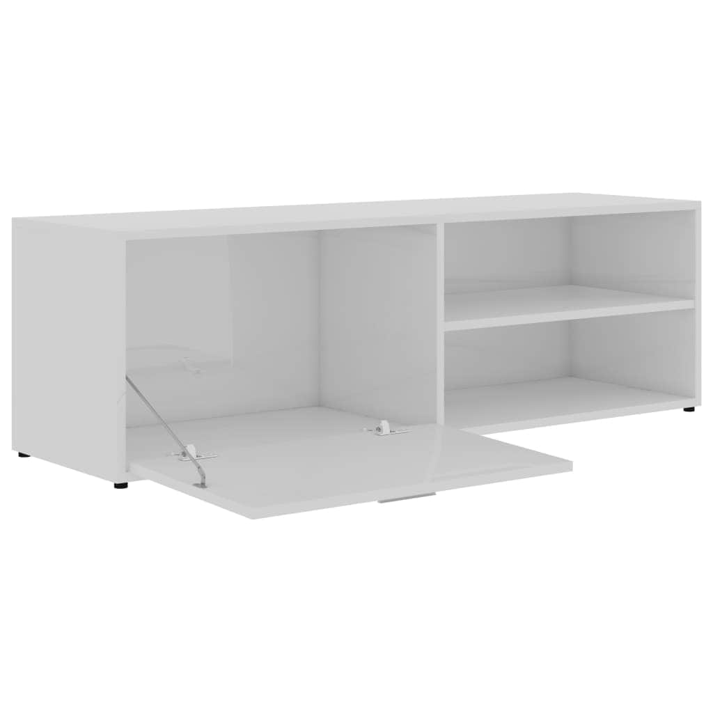 TV Cabinet High Gloss White Chipboard