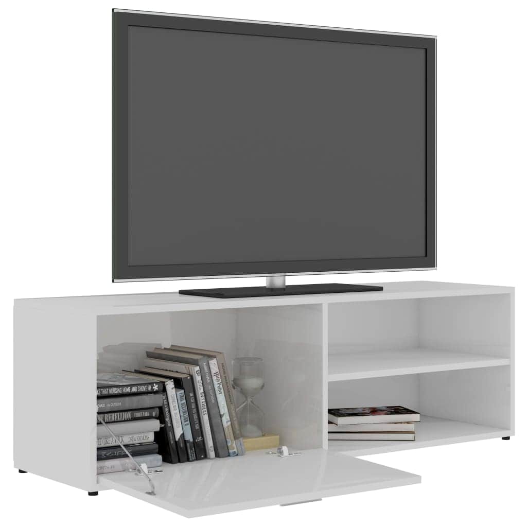 TV Cabinet High Gloss White Chipboard
