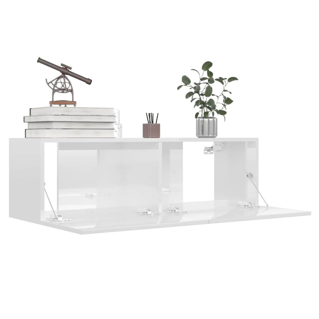 TV Cabinet High Gloss White Engineered Wood