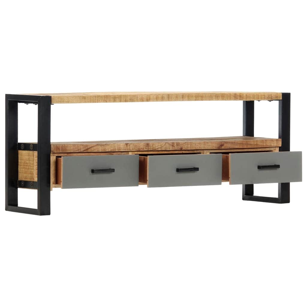 TV Cabinet Iron Legs Solid Mango Wood
