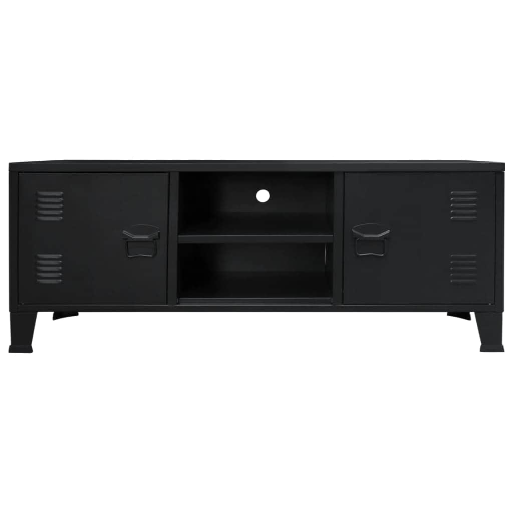 TV Cabinet Metal Industrial Style Black
