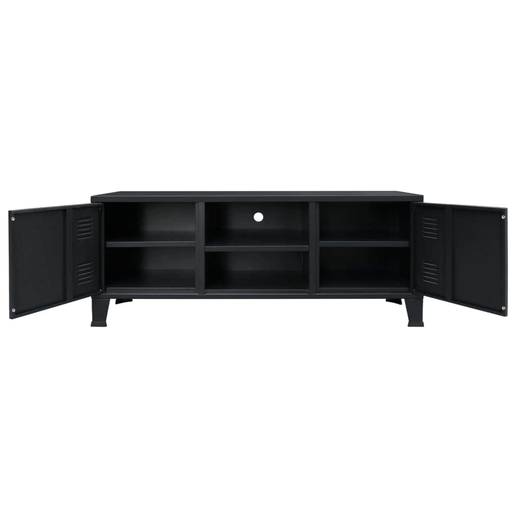TV Cabinet Metal Industrial Style Black
