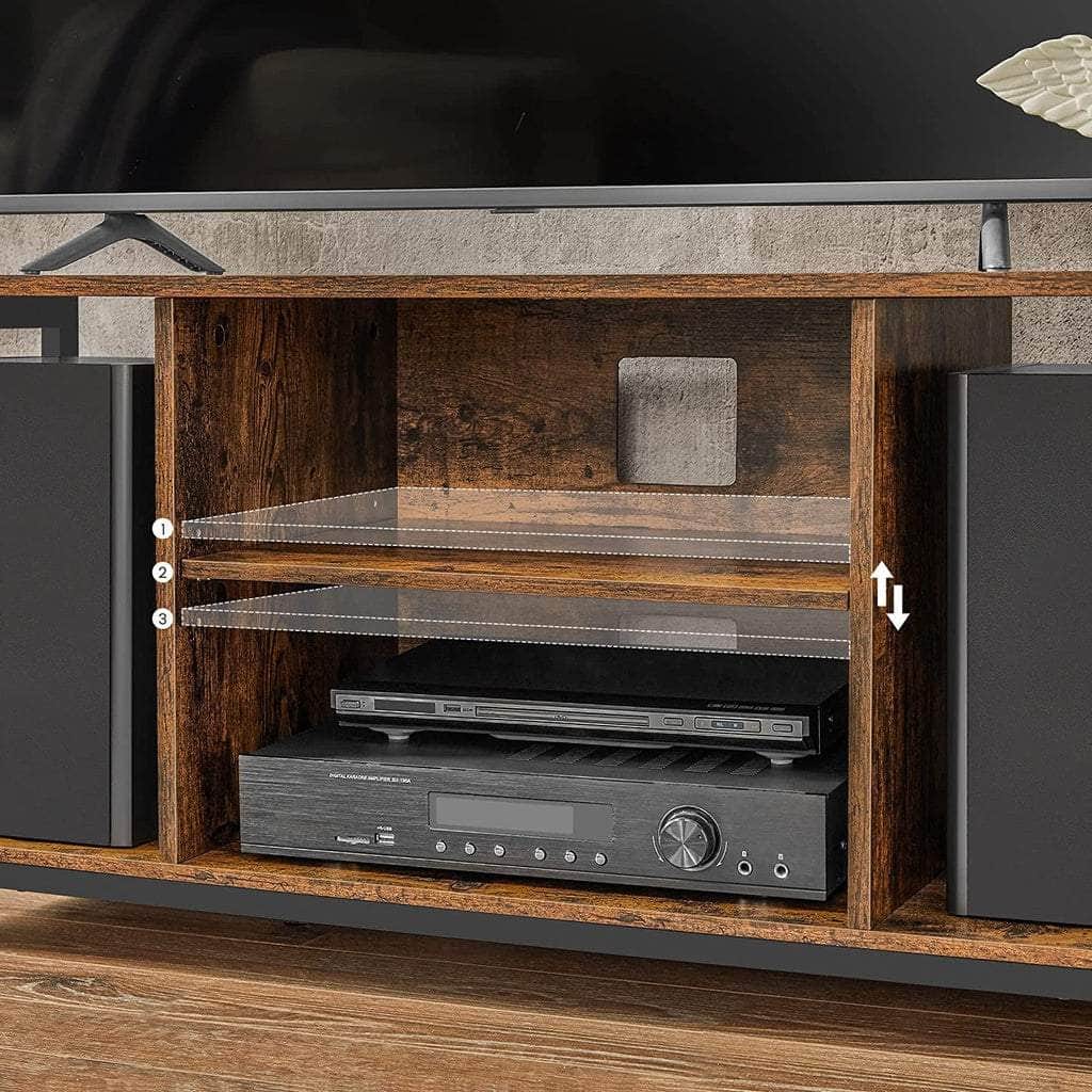 Tv Cabinet Shelf With Open Compartments Brown And Black