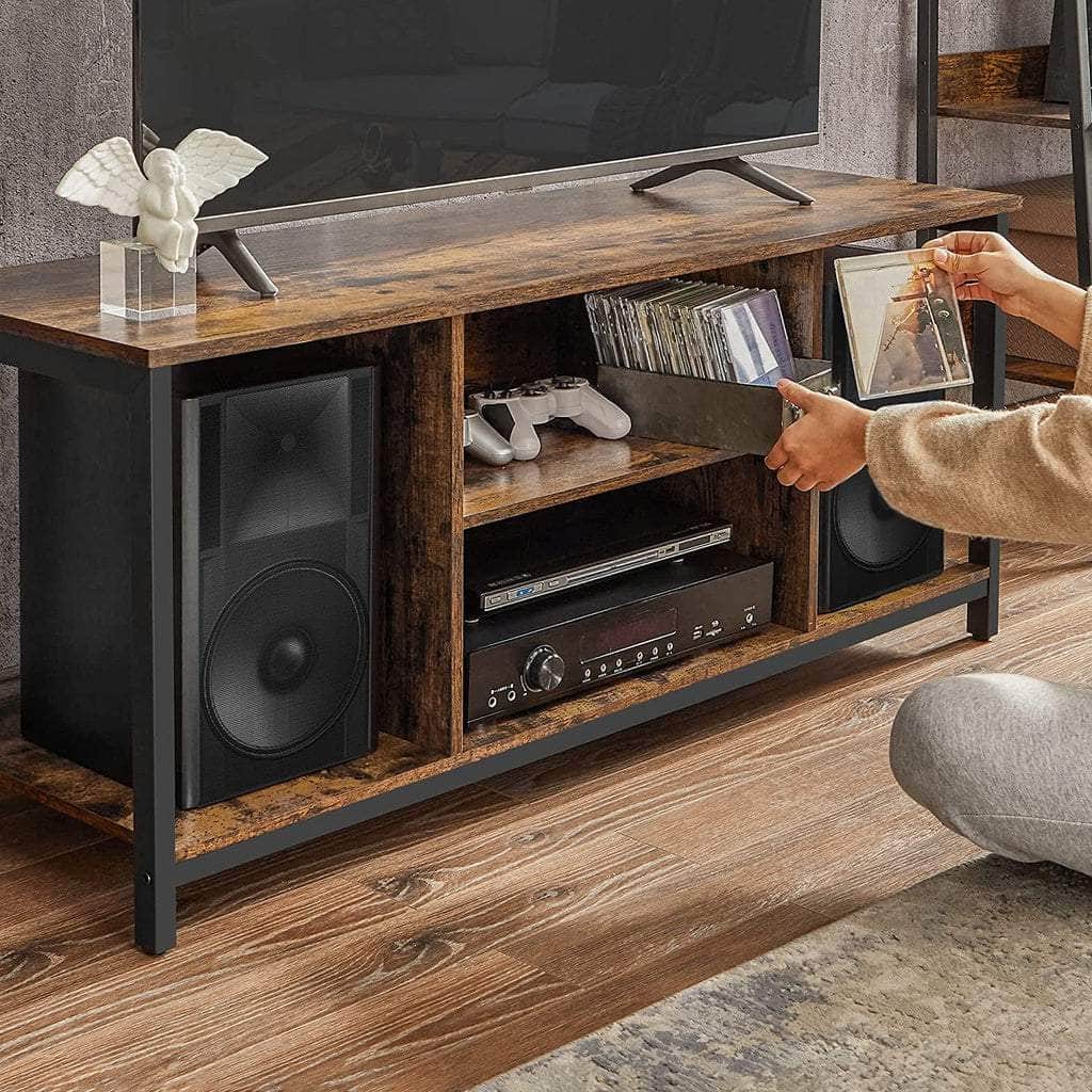 Tv Cabinet Shelf With Open Compartments Brown And Black