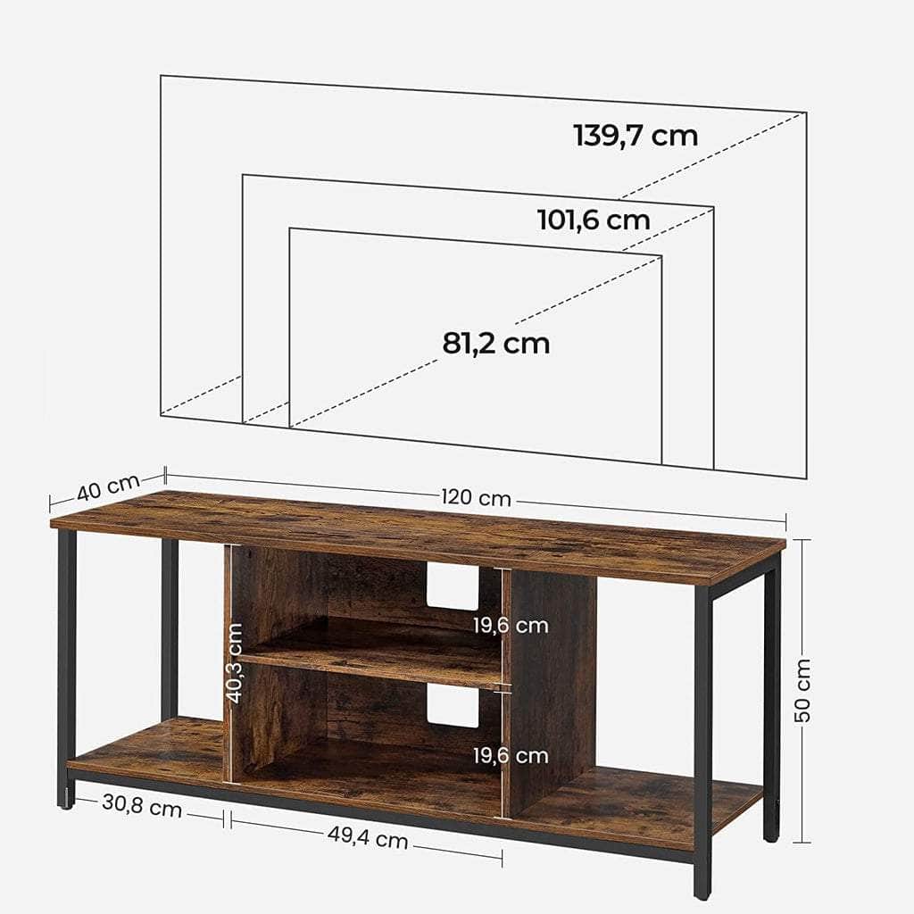 Tv Cabinet Shelf With Open Compartments Brown And Black