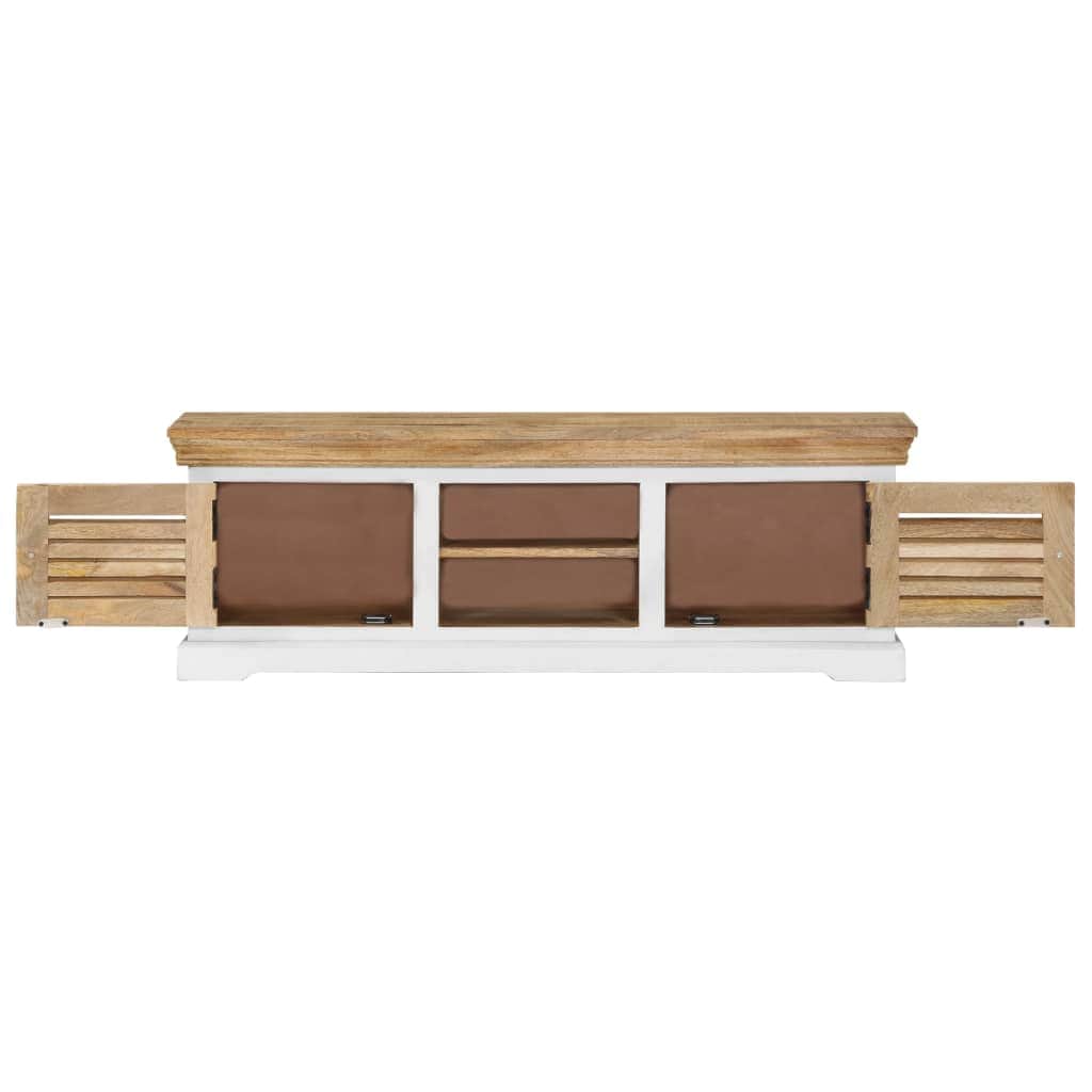 TV Cabinet Solid Mango Wood Brown and white