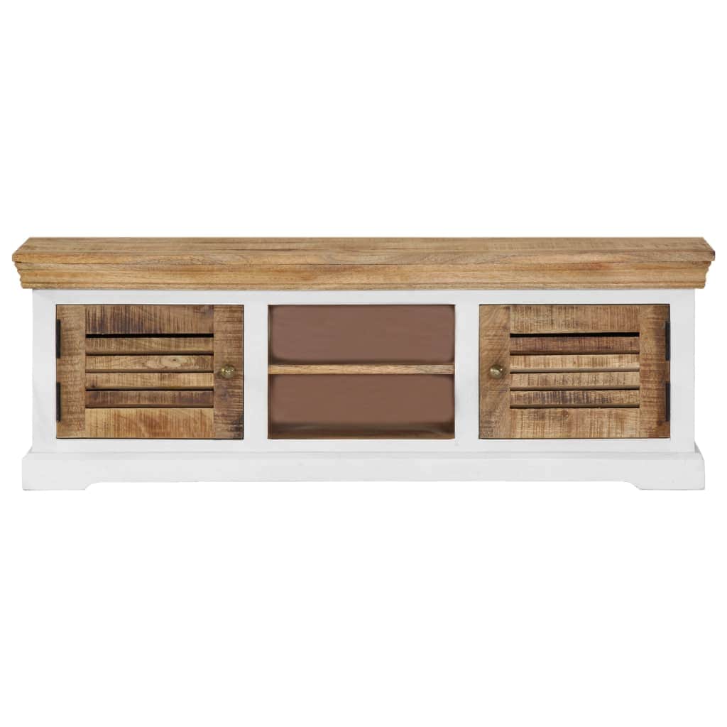 TV Cabinet Solid Mango Wood Brown and white