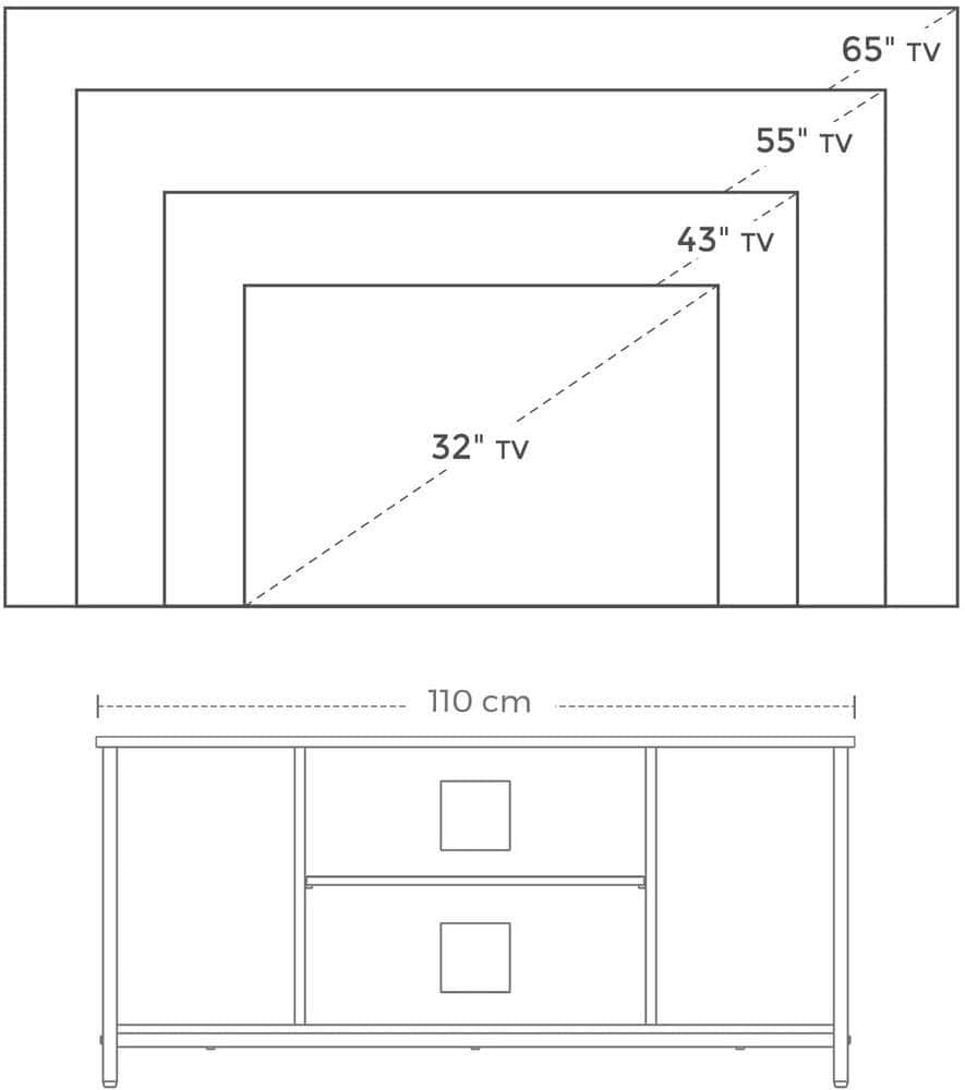 TV Cabinet TV Console Unit with Open Storage TV Stand with Shelving Rustic Brown LTV39BX