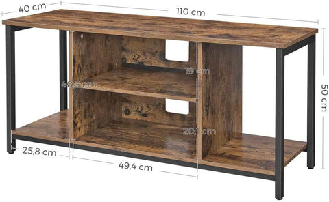TV Cabinet TV Console Unit with Open Storage TV Stand with Shelving Rustic Brown LTV39BX
