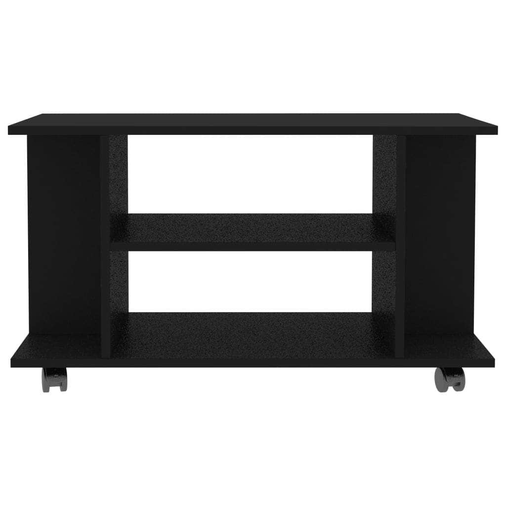 TV Cabinet with Castors Black Chipboard