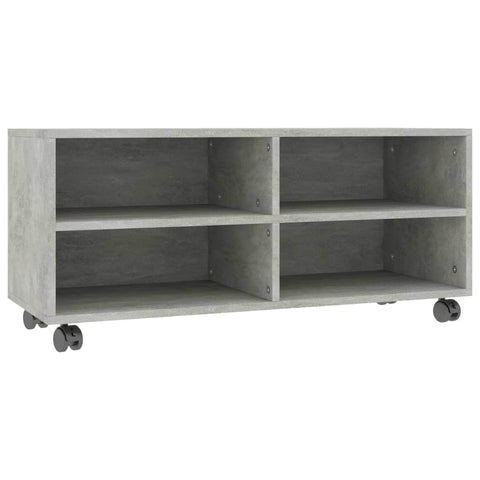 TV Cabinet with Castors Concrete Grey Chipboard