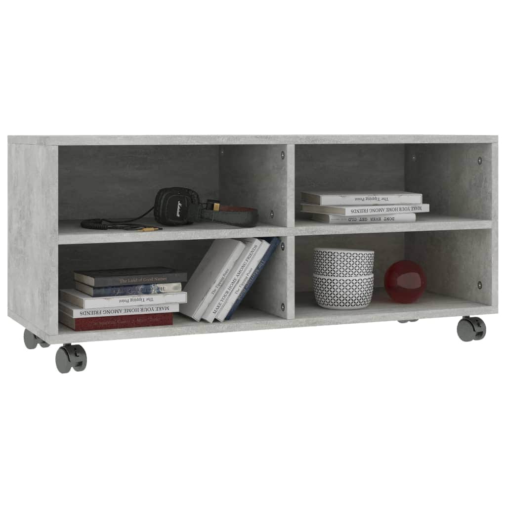TV Cabinet with Castors Concrete Grey Chipboard