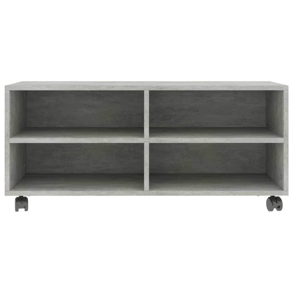 TV Cabinet with Castors Concrete Grey Chipboard