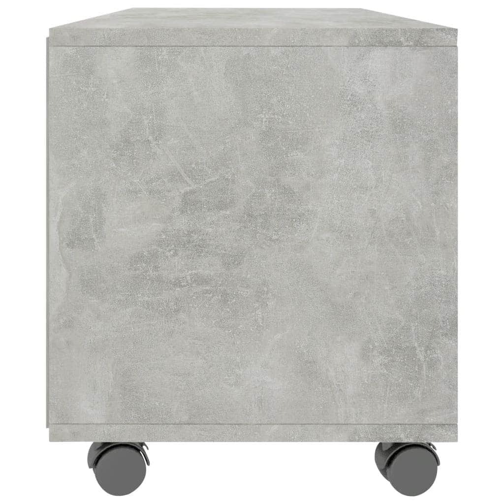 TV Cabinet with Castors Concrete Grey Chipboard