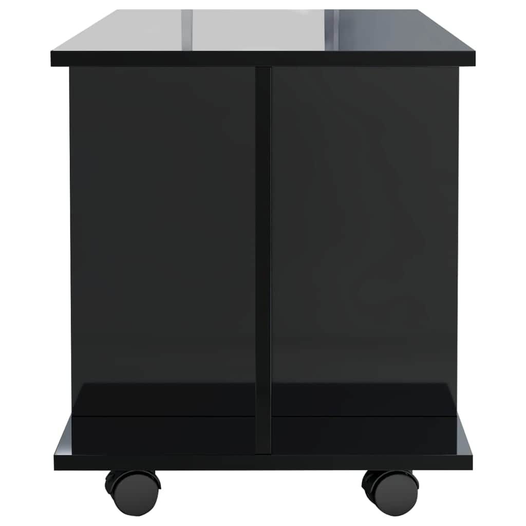 TV Cabinet with Castors High  Gloss Black Chipboard