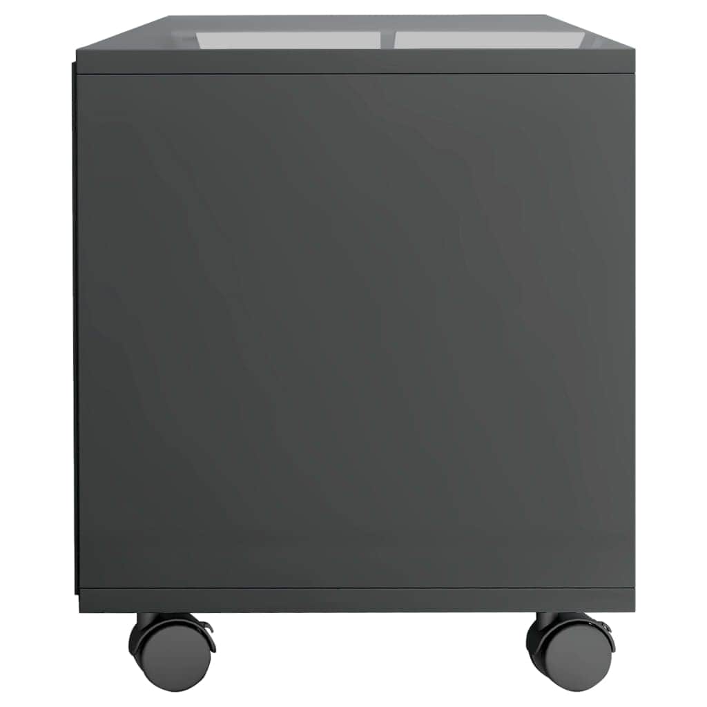 TV Cabinet with Castors High Gloss Grey Chipboard